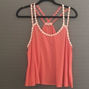 2/$20 Flower Straps Darling Peach Crop Tank Top XL